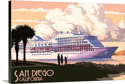 San Diego, California, Cruise Ship and Sunset