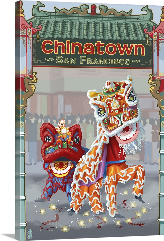 San Francisco, California - Chinatown: Retro Travel Poster
