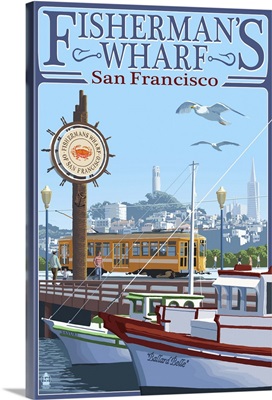 San Francisco, California - Fisherman's Wharf: Retro Travel Poster