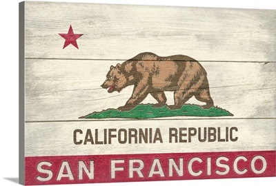 San Francisco, California - State Flag - Rustic