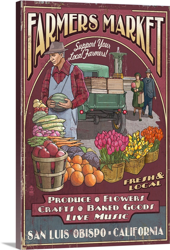 San Luis Obispo, California, Farmers Market Vintage Sign