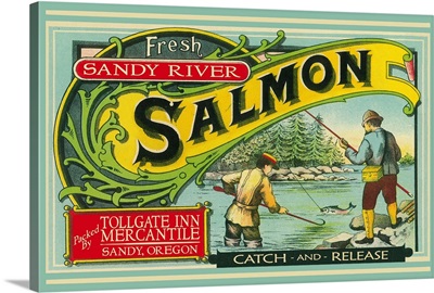 Sandy, Oregon - Tollgate Inn Mercantile Salmon Label: Retro Travel Poster