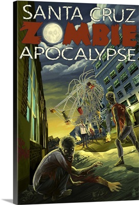 Santa Cruz, California - Zombie Apocalypse: Retro Travel Poster