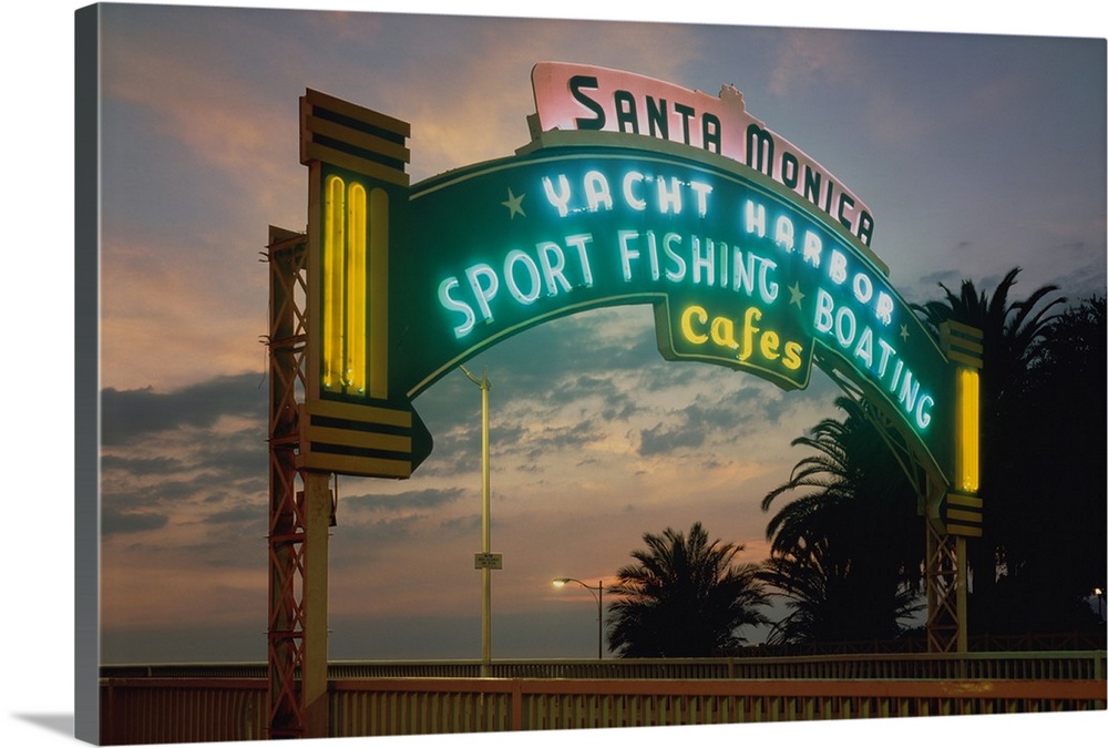 Santa Monica, California, Pier at Sunset Sign