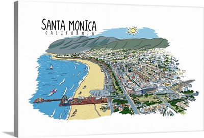Santa Monica Pier - Line Drawing