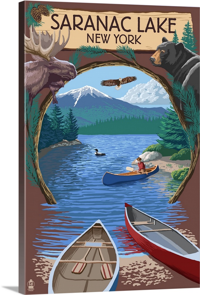 Saranac Lake, New York, Adirondacks Canoe Scene