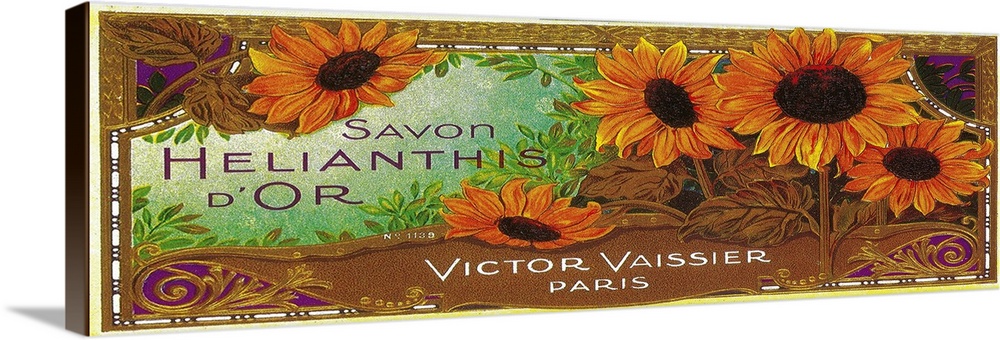 French soap label, Golden Sunflower brand.