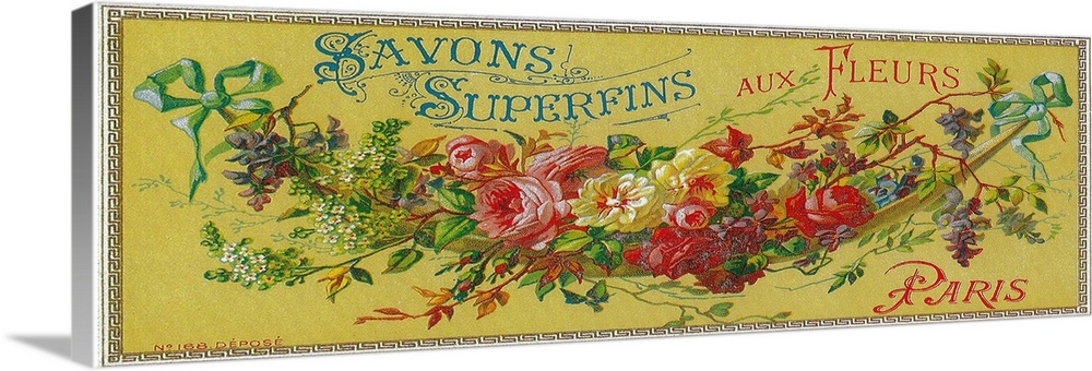 French soap label, Superfine With Flowers brand.