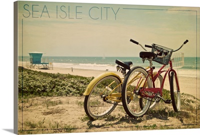 Sea Isle City, New Jersey, Bicycles and Beach Scene