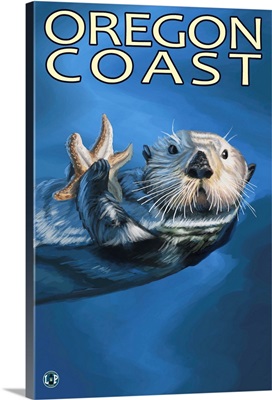 Sea Otter - Oregon Coast: Retro Travel Poster