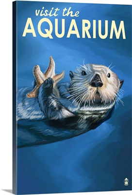 Sea Otter - Visit the Aquarium: Retro Travel Poster