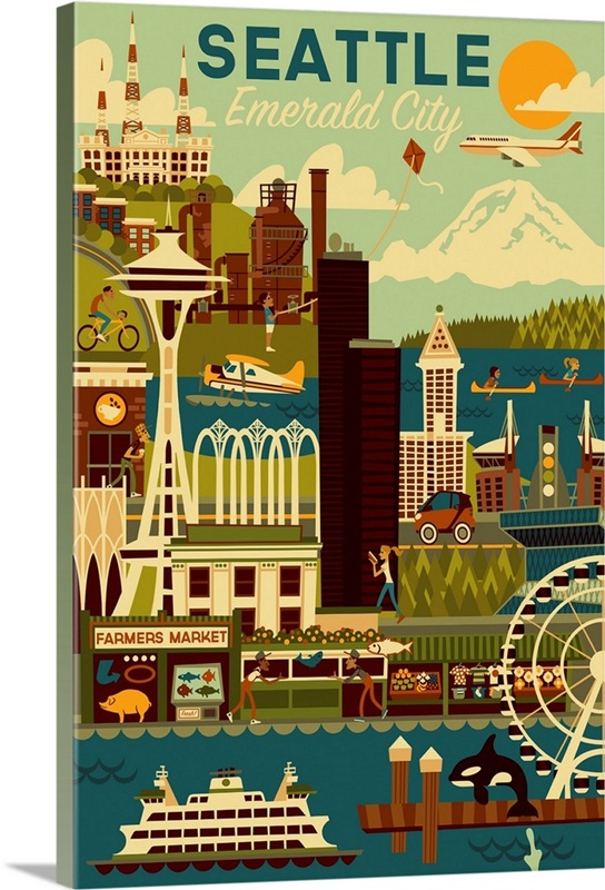 Seattle, Washington - Geometric | Great Big Canvas
