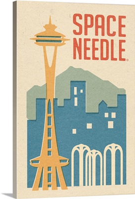 Seattle, Washington, Space Needle Woodblock