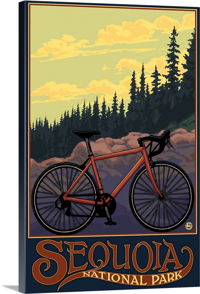 Sequoia National Park - Bike and Trail: Retro Travel Poster