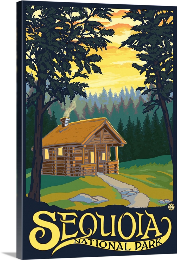 Evergreen Lodge Simply Said 36x54 Giclee Gallery Print, Wall Decor Travel Poster Yosemite The Mountains Are Calling