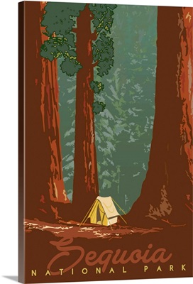 Sequoia National Park, Camping: Graphic Travel Poster