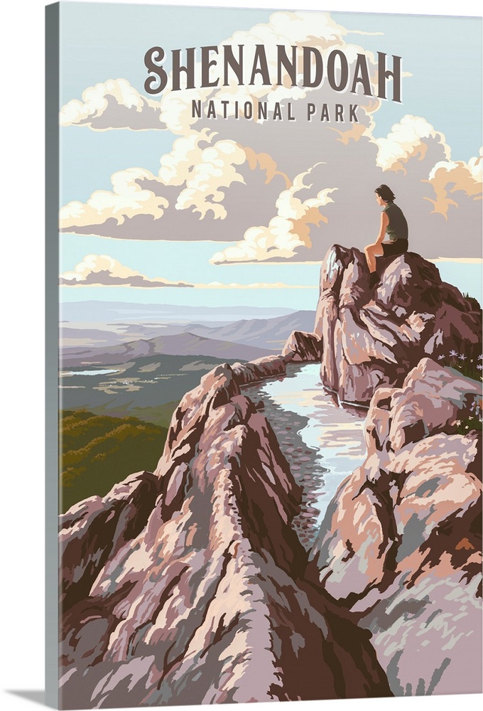 Shenandoah National Park, Mountaintop: Retro Travel Poster