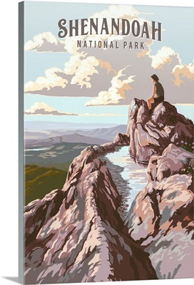 Shenandoah National Park, Mountaintop: Retro Travel Poster