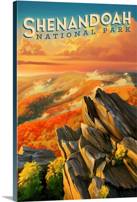 Shenandoah National Park, Natural Landscape: Retro Travel Poster