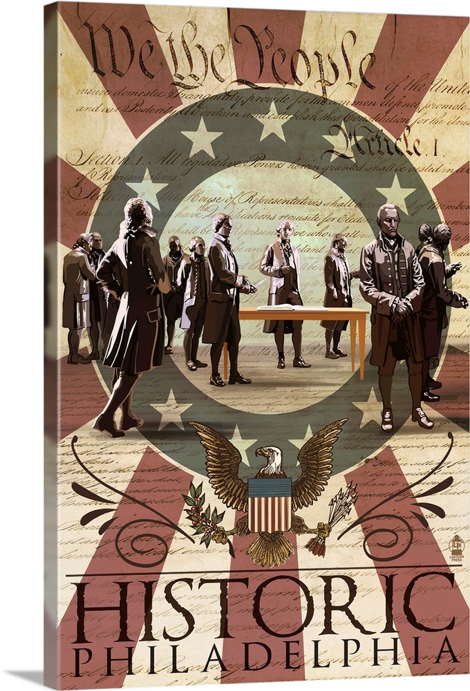 Signing of the Constitution - Philadelphia, Pennsylvania: Retro Travel Poster