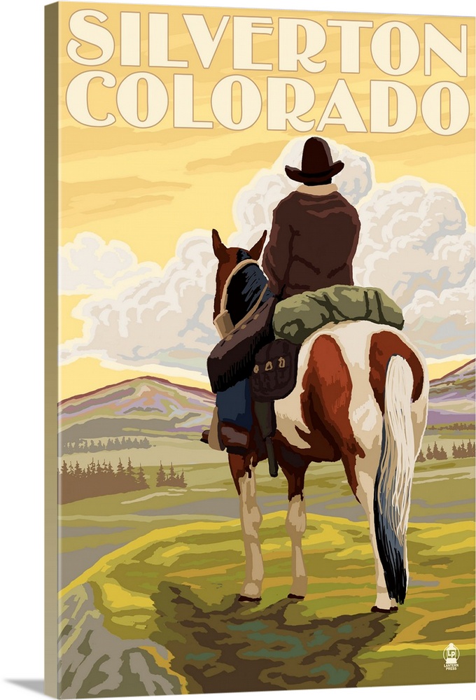 Silverton, Colorado - Cowboy: Retro Travel Poster
