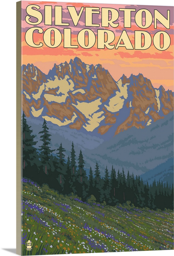 Silverton, Colorado - Spring Flowers: Retro Travel Poster