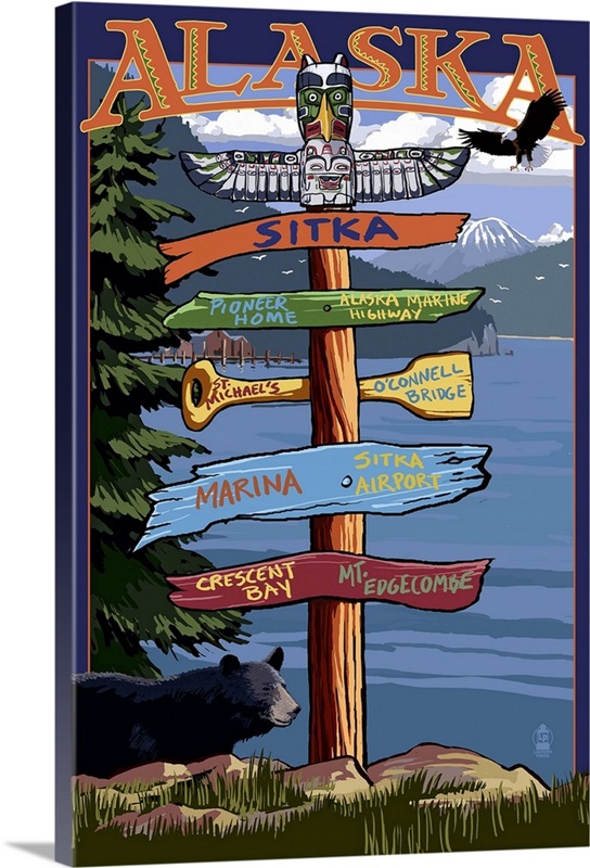 Sitka, Alaska, Destination Sign Wall Art, Canvas Prints, Framed Prints ...