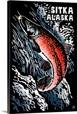 Sitka, Alaska, Sockeye Salmon, Scratchboard