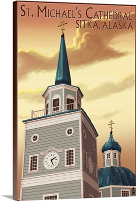 Sitka, Alaska - St. Michael's Cathedral: Retro Travel Poster