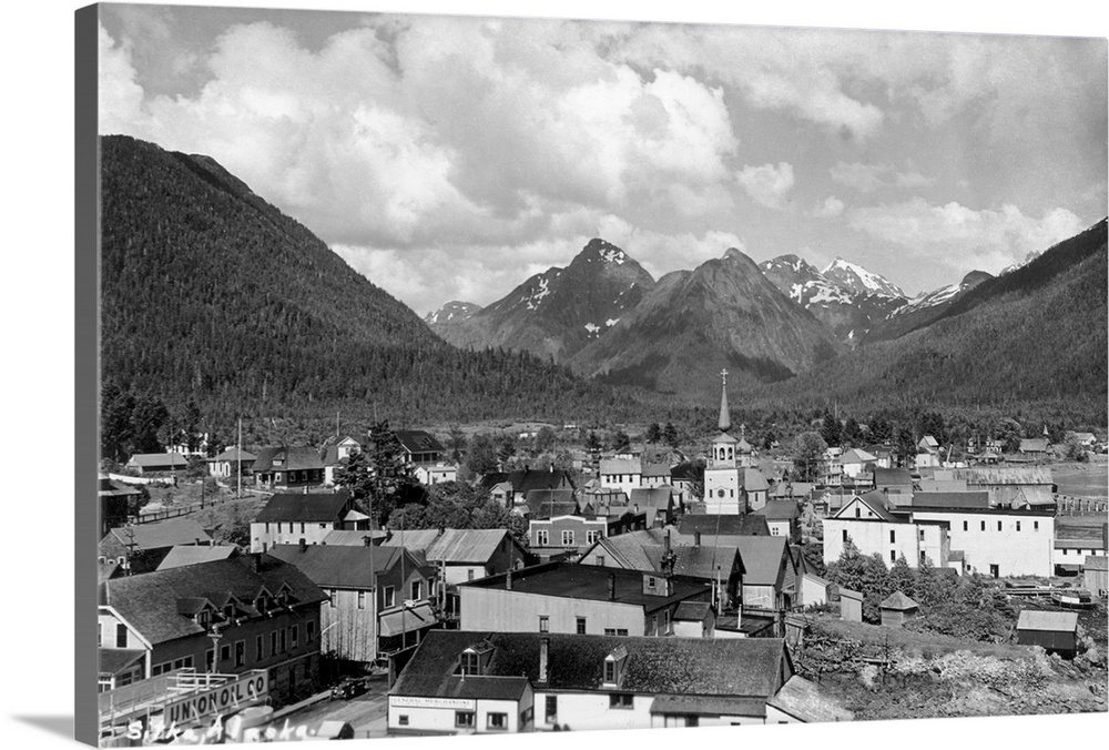 Sitka, Alaska with Three Sisters in Background