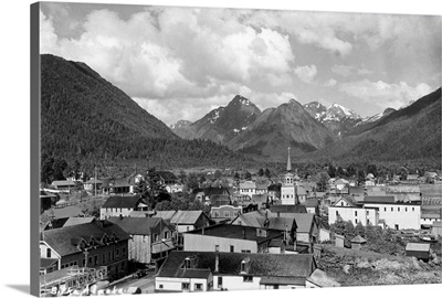 Sitka, Alaska with Three Sisters in Background