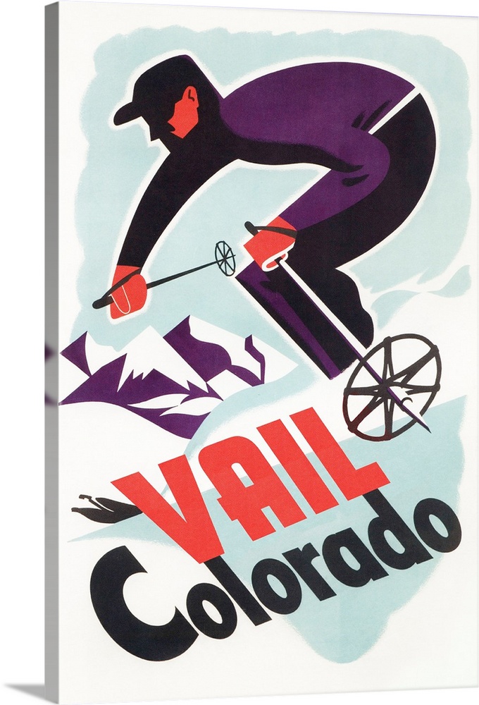 Ski in Vail, Colorado: Retro Travel Poster