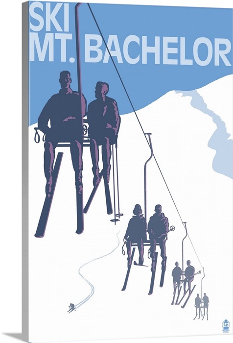 Ski Mt Bachelor Oregon Ski Lifts Retro Travel Poster Wall Art Canvas Prints Framed Prints Wall Peels Great Big Canvas