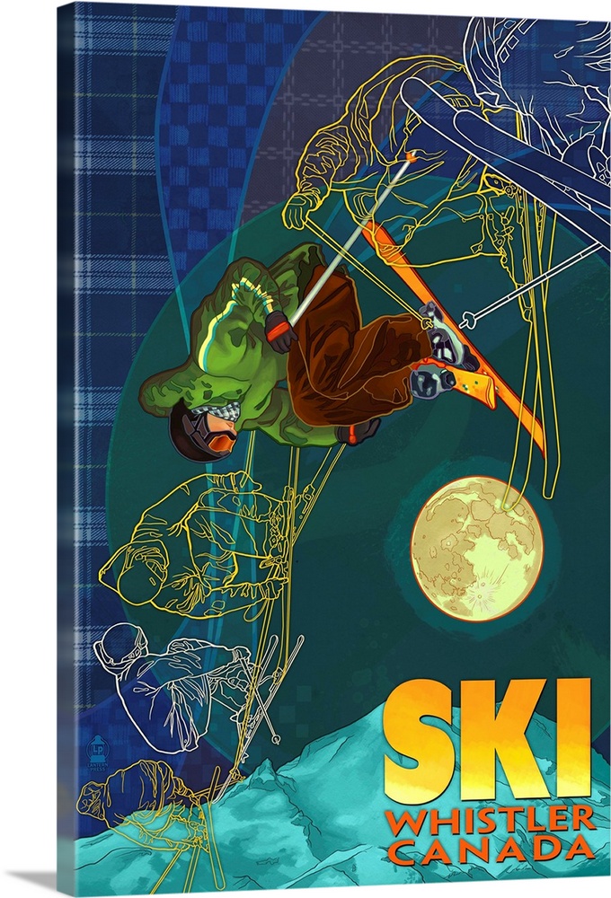 Ski Time Lapse - Whistler, Canada: Retro Travel Poster