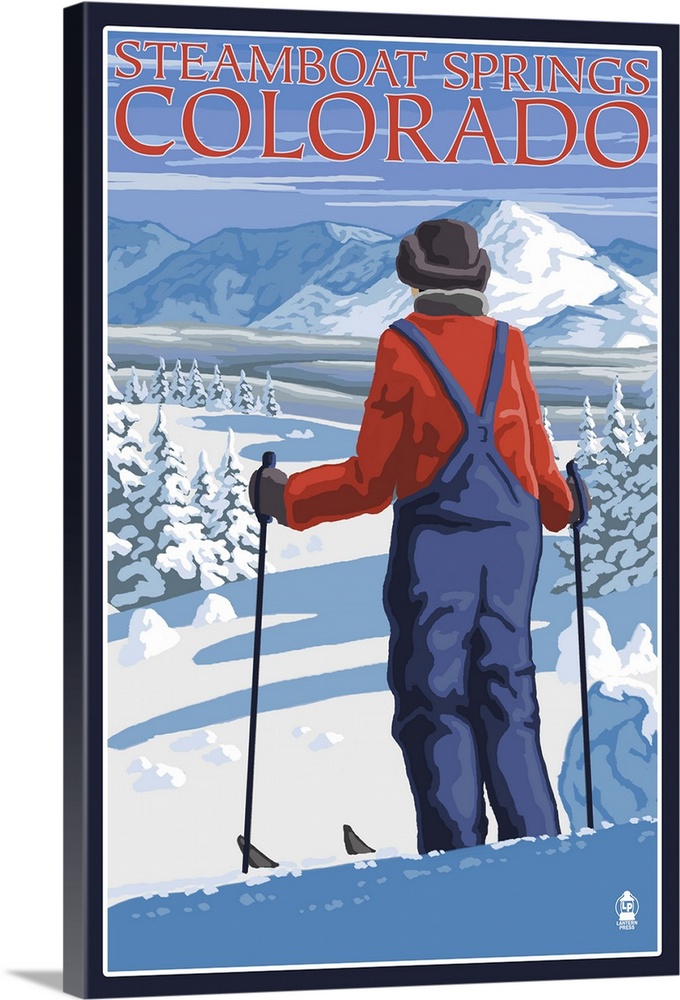 Skier Admiring - Steamboat Springs, Colorado: Retro Travel Poster
