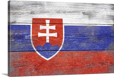 Slovakia Country Flag on Wood