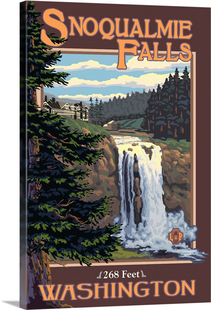 Snoqualmie Falls Day: Retro Travel Poster