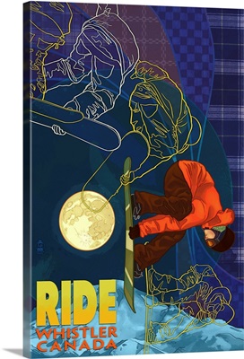 Snowboard Time Lapse - Whistler, Canada: Retro Travel Poster