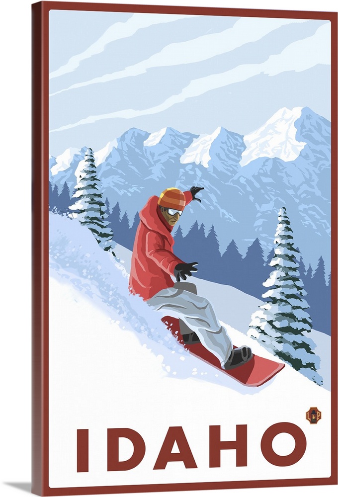 Snowboarder Scene - Idaho: Retro Travel Poster