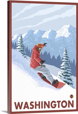 Snowboarder Scene - Washington: Retro Travel Poster