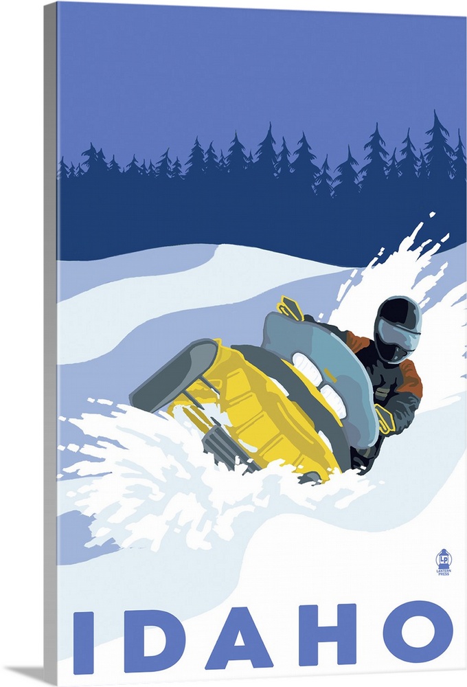 Snowmobile Scene - Idaho: Retro Travel Poster