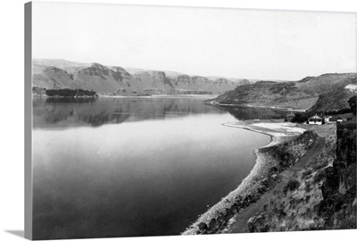 Soap Lake Scene with bluffs in distance, Soap Lake, WA