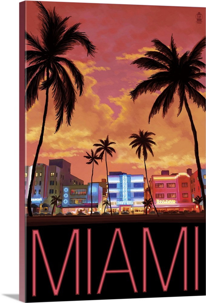 South Beach Miami, Florida: Retro Travel Poster