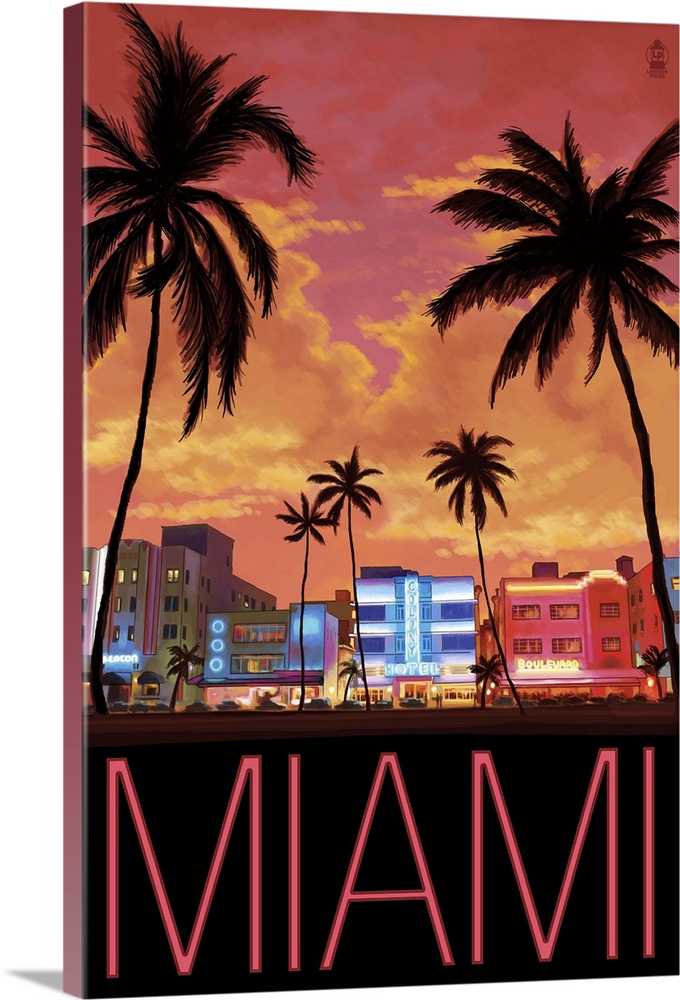 Miami Beach - Florida - Vintage Travel Poster, Retro Posters