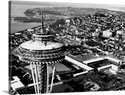 Space Needle construction and Waterfront, Seattle, WA