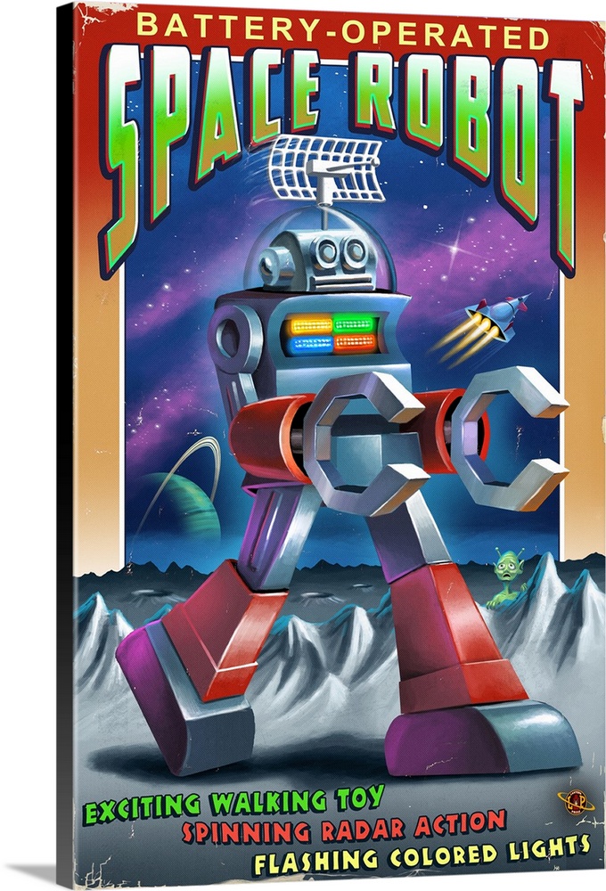 Space Robot: Retro Art Poster