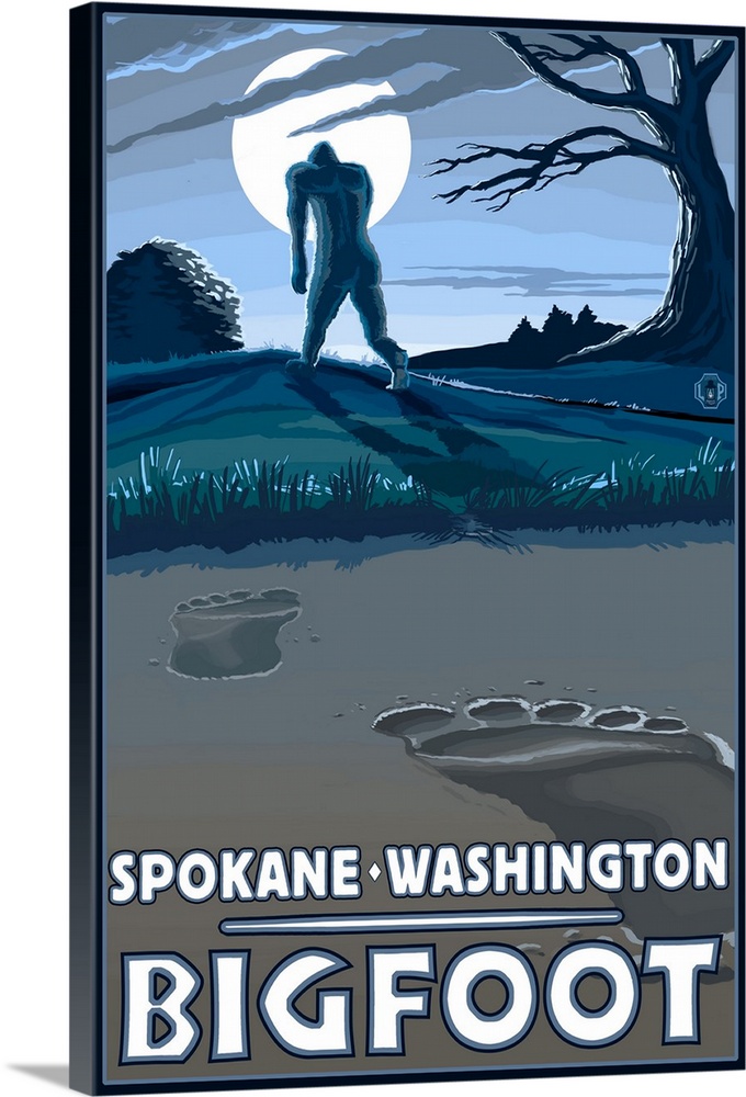 Spokane, Washington - Bigfoot: Retro Travel Poster