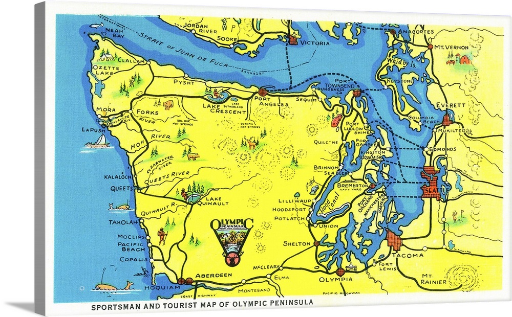 Sportsman and Tourist Map, Olympic Peninsula, Olympic National Park