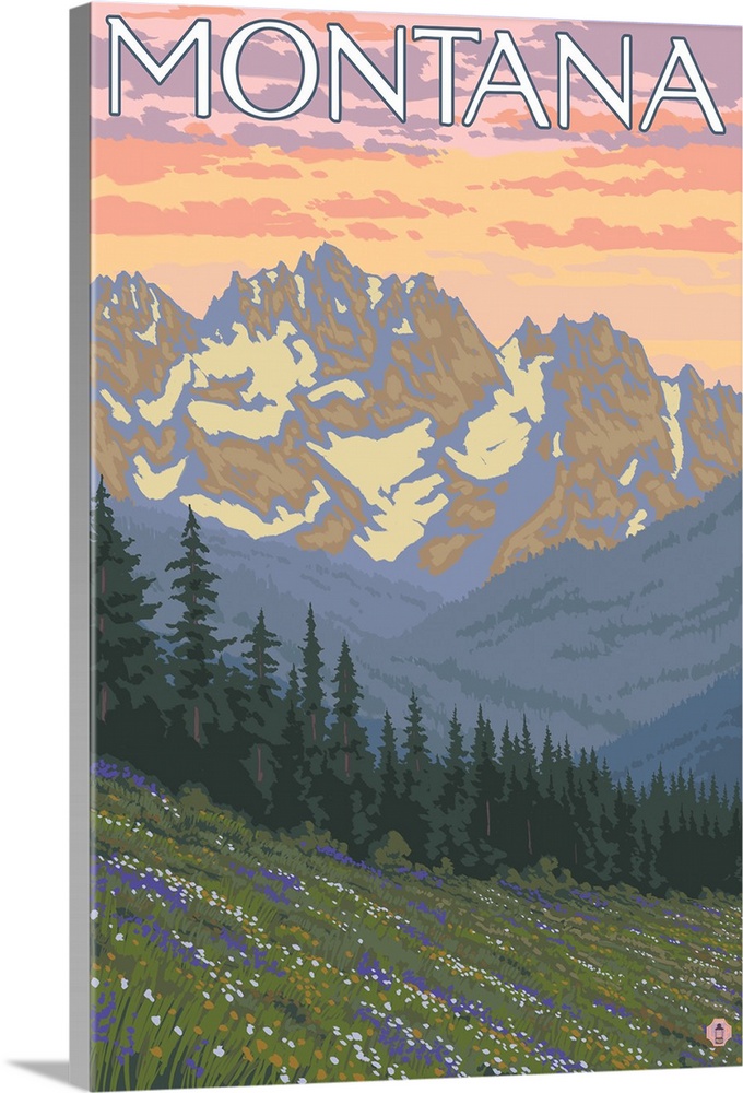 Spring Flowers - Montana: Retro Travel Poster