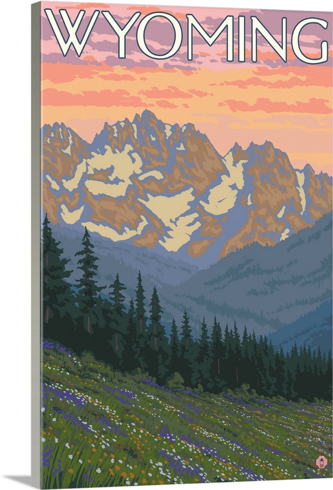 Spring Flowers - Wyoming: Retro Travel Poster